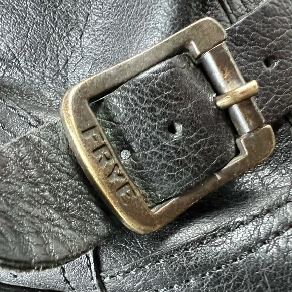 Frye Tall Black Veronica Slouch Black Leather Riding Boots Buckles Size Sz 6.5 - Picture 4 of 16